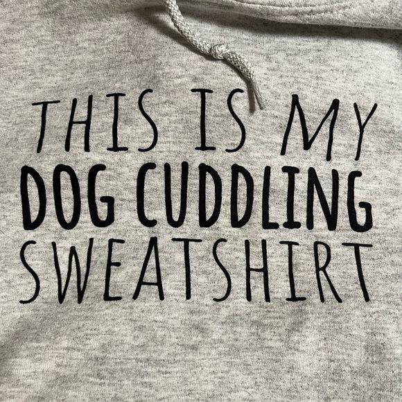 GILDAN Light Gray Dog Cuddling Hoodie Size S - Picture 3 of 4